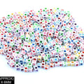 Square Abcd Alphabet Beads (Wt+Col)