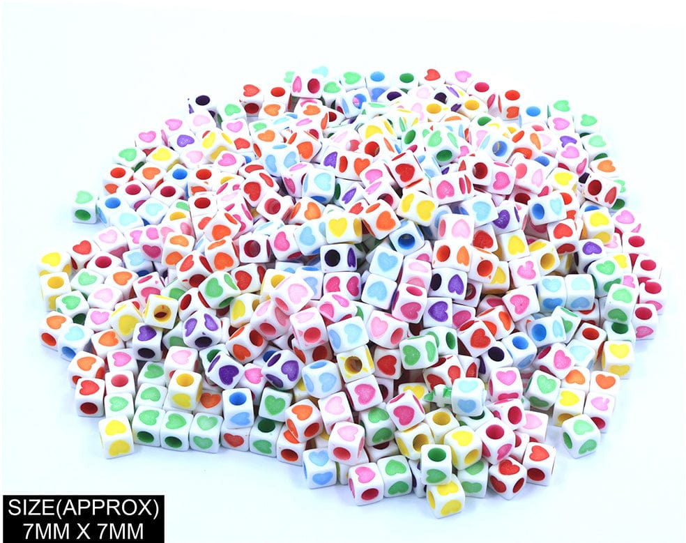 Square Heart Beads (Wt+Col)