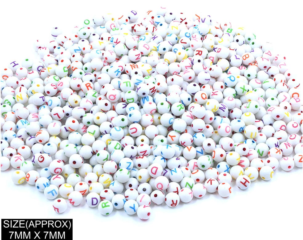 Round Abcd Alphabet Beads (Wt+Col)