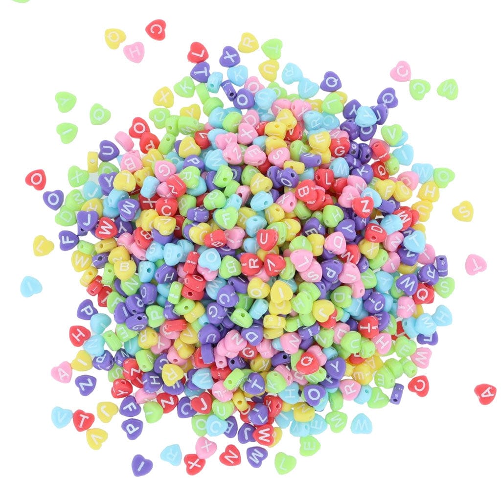 Heart Abcd Alphabet Beads (Col+Wt)