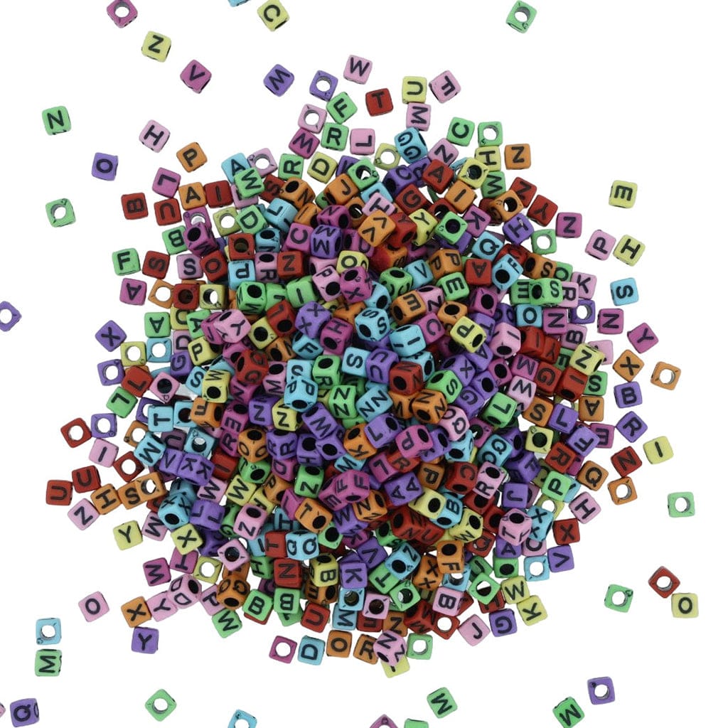 Square Abcd Alphabet Beads (Col+Blk)