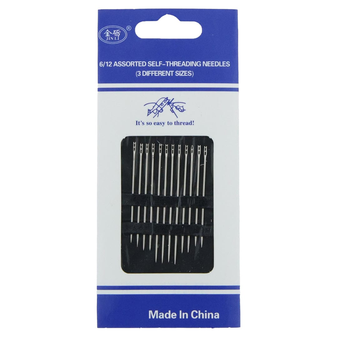Top Slotted  6/12 Assorted Self Threading Needles (3 Different Sizes)