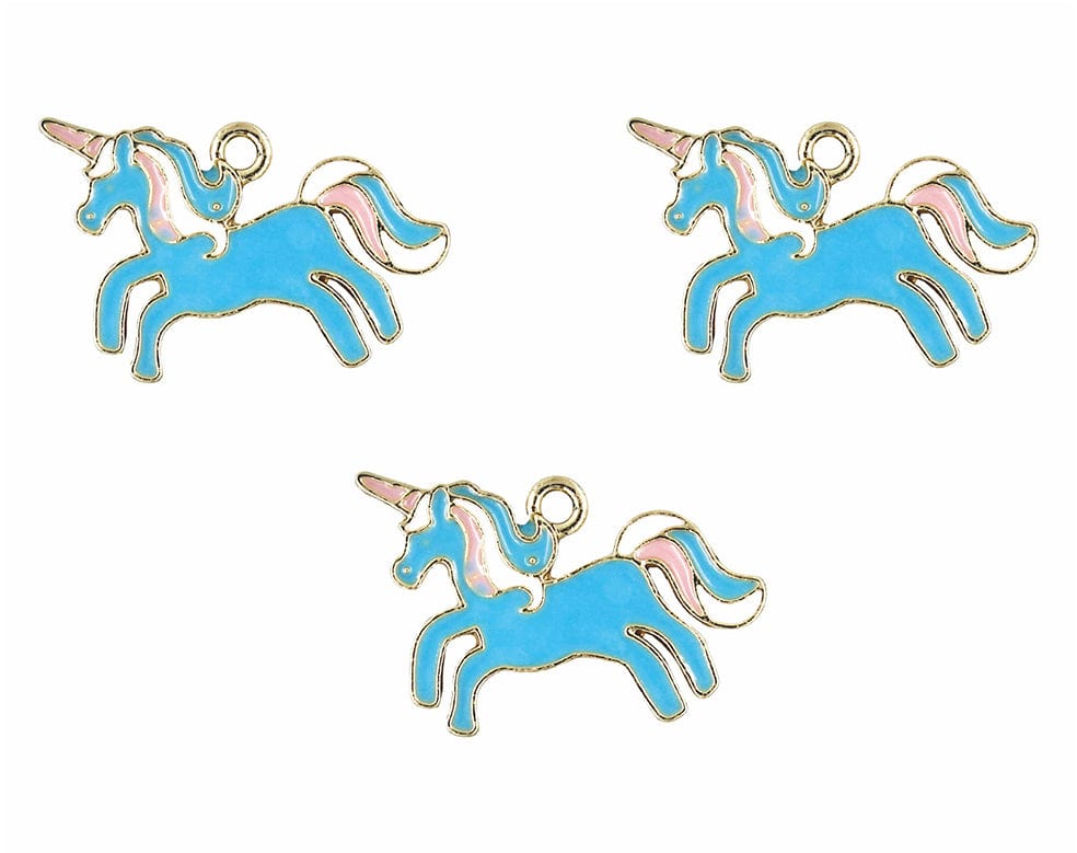 Unicorn Enamel Pendant Charms - A
