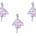 Silver Dancing Girl Enamel Pendant Charms