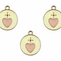 Circular Heart Symbol Zircon Enamel Pendant Charms