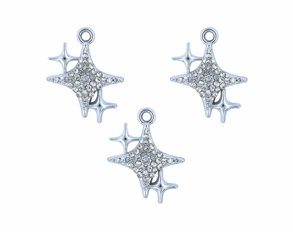 Star Silver With Diamond Pendant Charms
