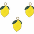 Yellow Lemon Enamel Pendant Charms
