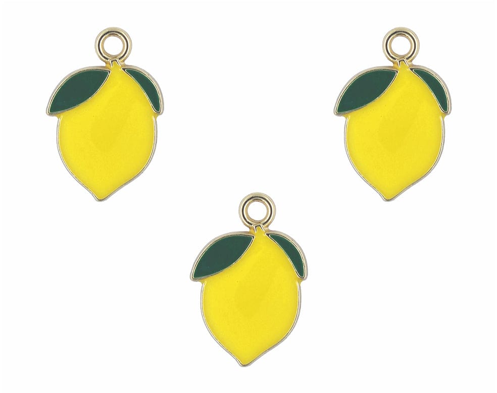 Yellow Lemon Enamel Pendant Charms