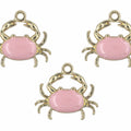 Pink Crab Enamel Pendant Charms