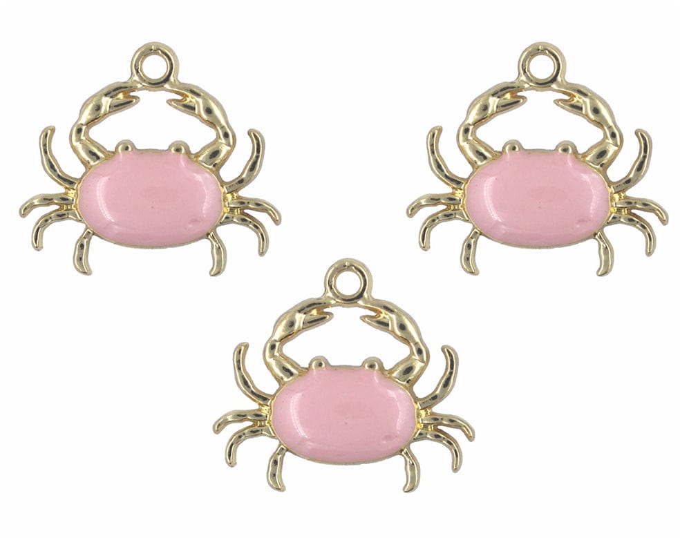 Pink Crab Enamel Pendant Charms