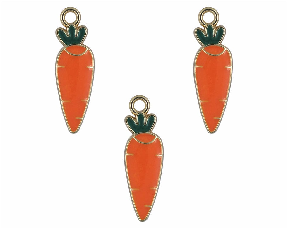 Carrot Enamel Pendant Charms - A