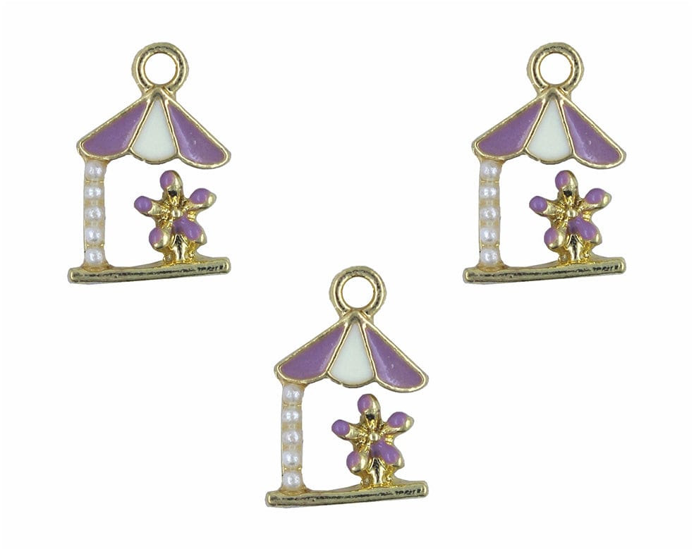 House Flower Enamel Pendant Charms