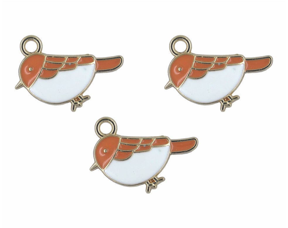 Bird Enamel Pendant Charms - A