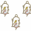 Girl Seating On Swing Enamel Pendant Charms