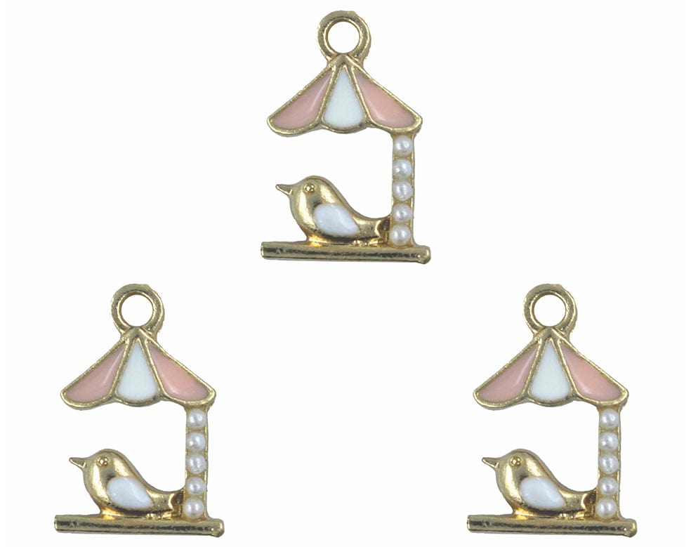 House Bird Enamel Pendant Charms