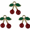 Cherry Enamel Pendant Charms - A