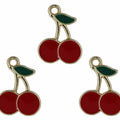 Cherry Enamel Pendant Charms - B