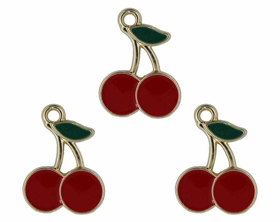 Cherry Enamel Pendant Charms - B