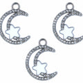 Moon With Star Enamel Pendant Charms
