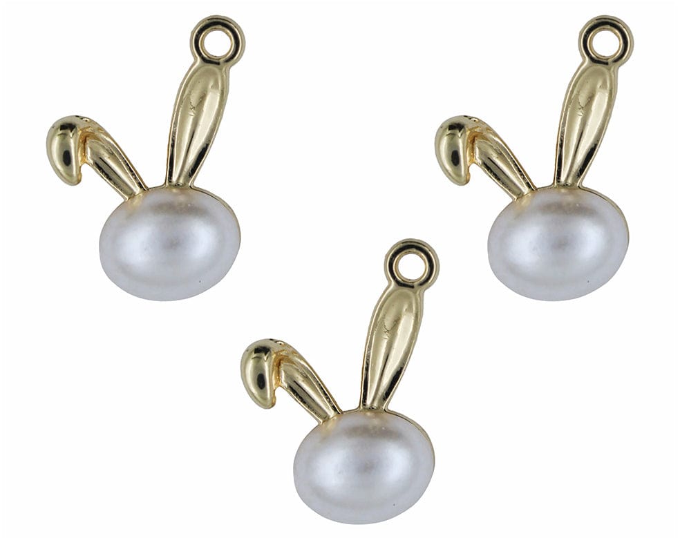 Cute Bunny Shaped Pearl Pendant Charms