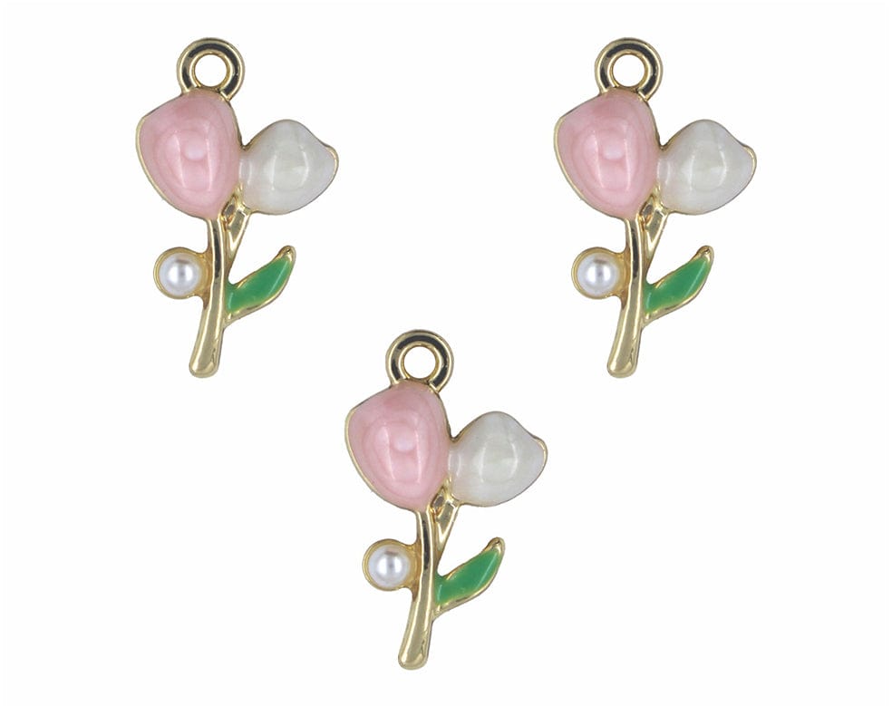 Flower Rose Enamel Pendant Charms