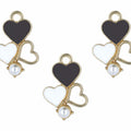 2 Tone Heart Enamel Pendant Charms