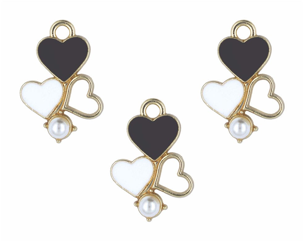 2 Tone Heart Enamel Pendant Charms
