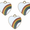 Rainbow Inside Heart Enamel Pendant Charms