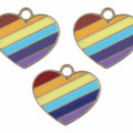 Rainbow Heart Enamel Pendant Charms