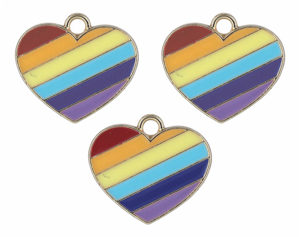 Rainbow Heart Enamel Pendant Charms
