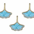 Blue Ginkgo Leaf Enamel Pendant Charms