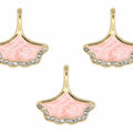 Pink Ginkgo Leaf Enamel Pendant Charms
