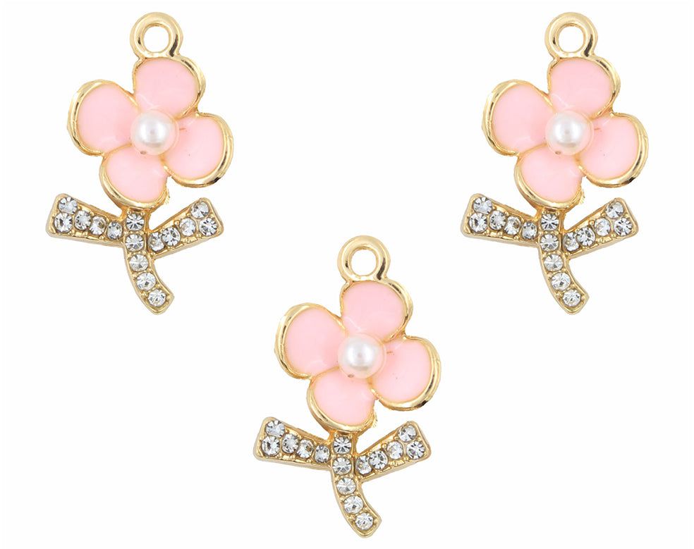 4 Petal Flower Enamel Pendant Charms