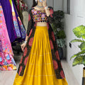 Navratri Mustard Lehenga With Kurti Lehenga Set