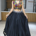 Navratri Black Rayon Cotton Lehenga Set