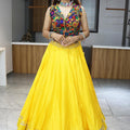 Navratri Yellow Rayon Cotton Lehenga Set
