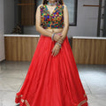 Navratri Red Rayon Cotton Lehenga Set