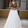 Navratri White Rayon Cotton Lehenga Set