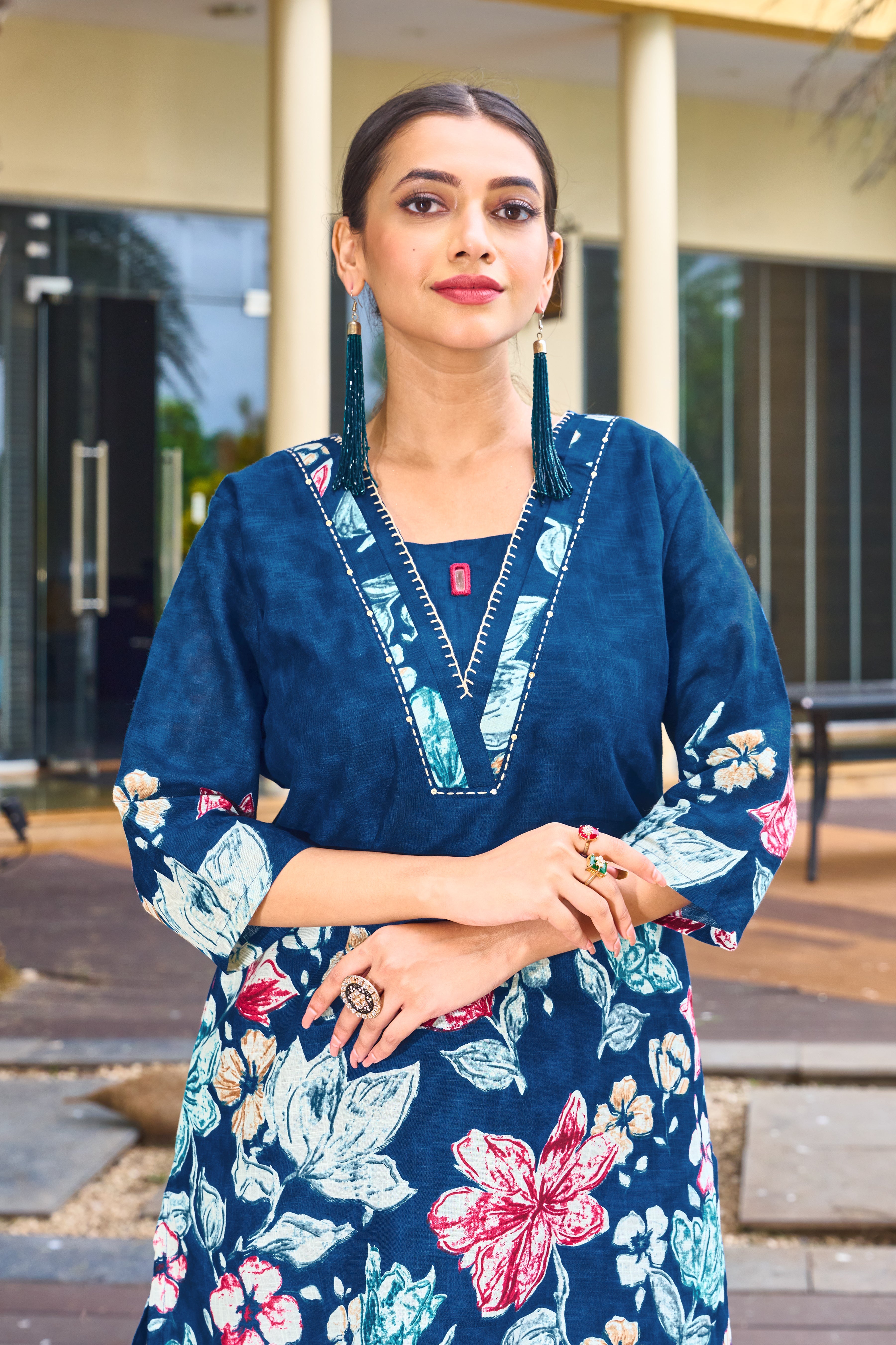 Hanch Pure Cotton Printed Co-Ords Set – Blue