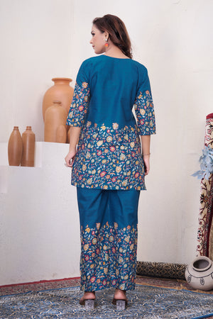 Hanch Pure Cotton Printed Co-Ords Set – Blue
