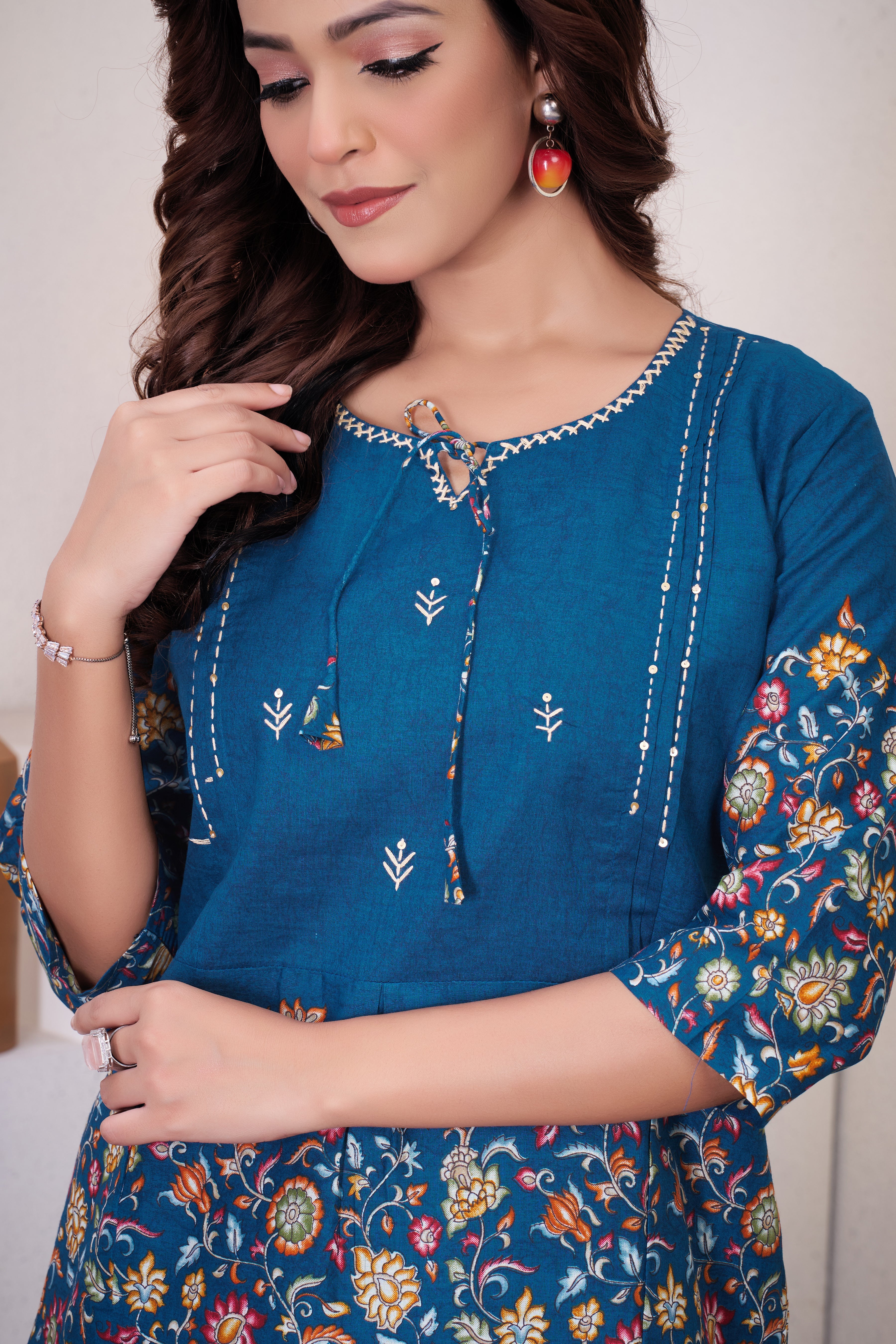 Hanch Pure Cotton Printed Co-Ords Set – Blue