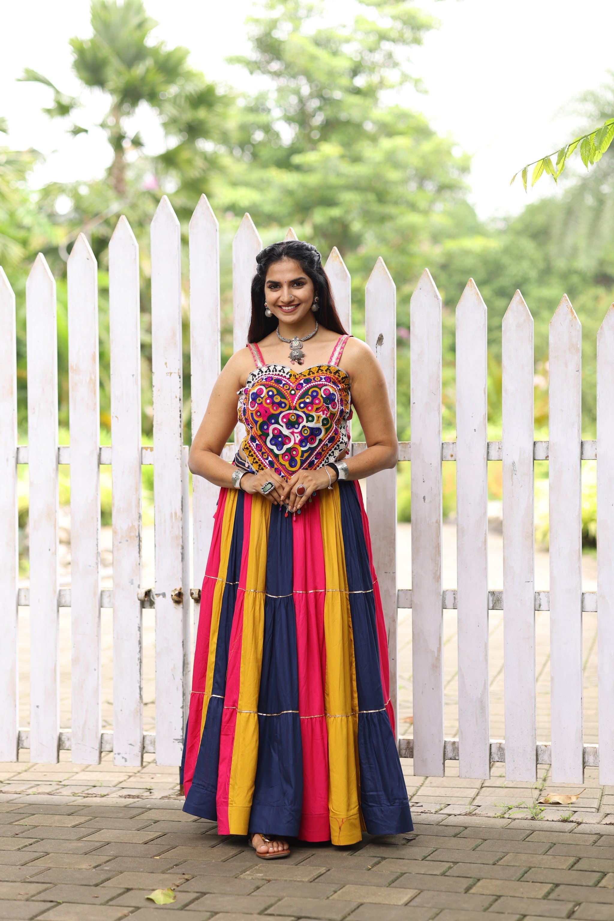 Hanch Navratri Multicolor Vaalam Lehenga Set