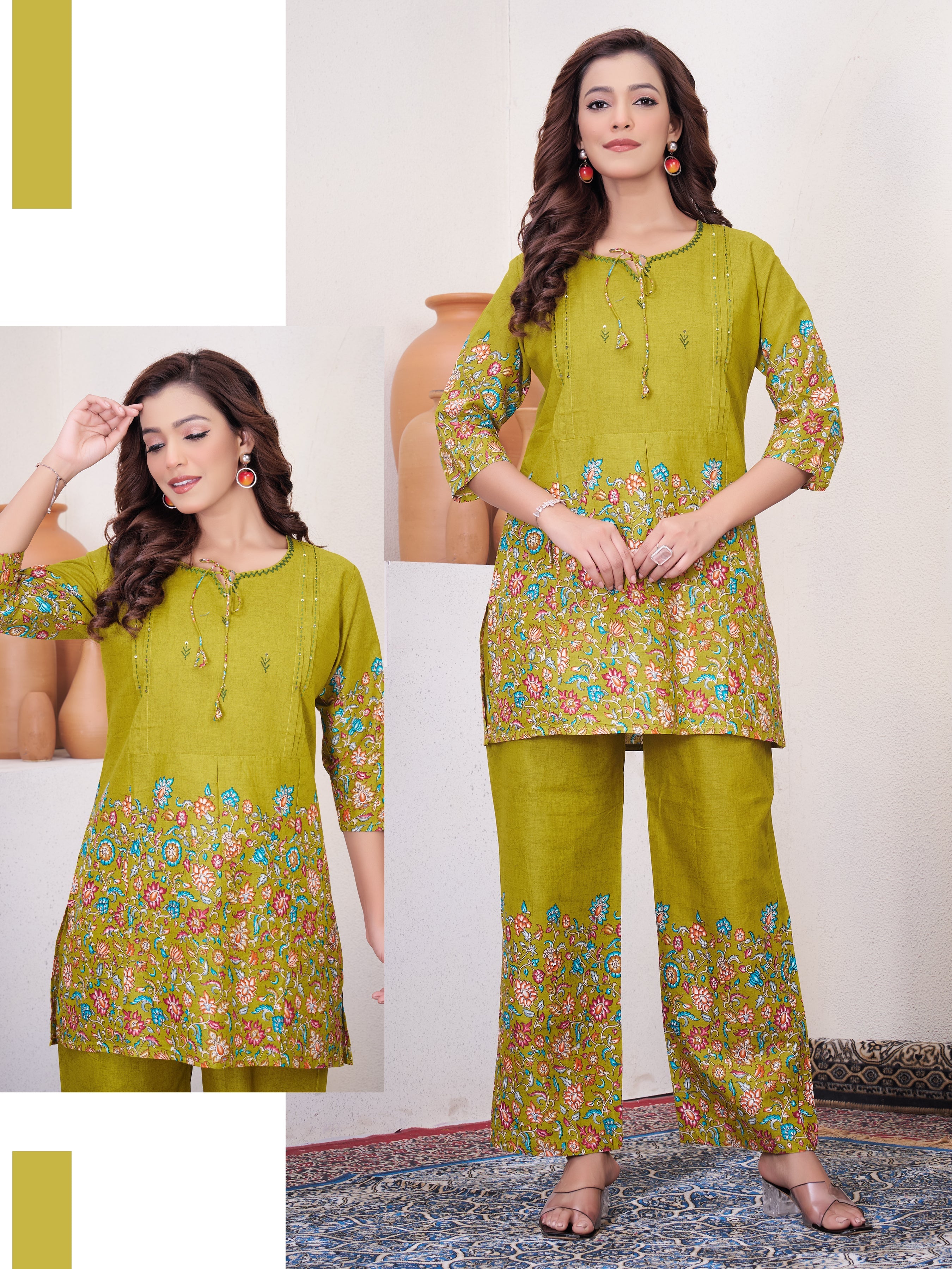 Hanch Pure Cotton Printed Co-Ords Set – Lemon Yellow