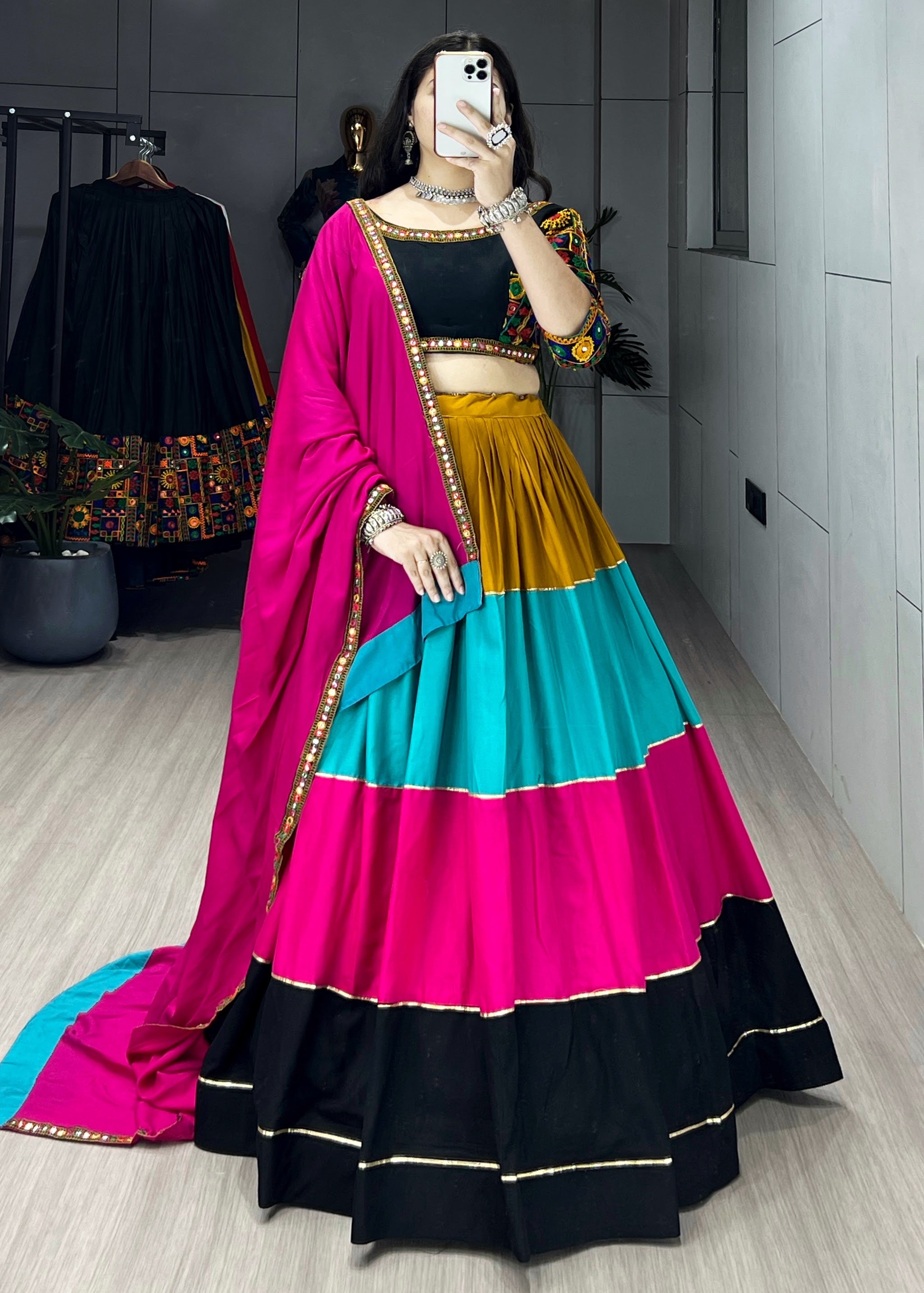 Navratri Multicolor Pachrang Lehenga Set