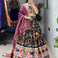Navratri Green Floral Dola Lehenga Set - Blouse Unstitched