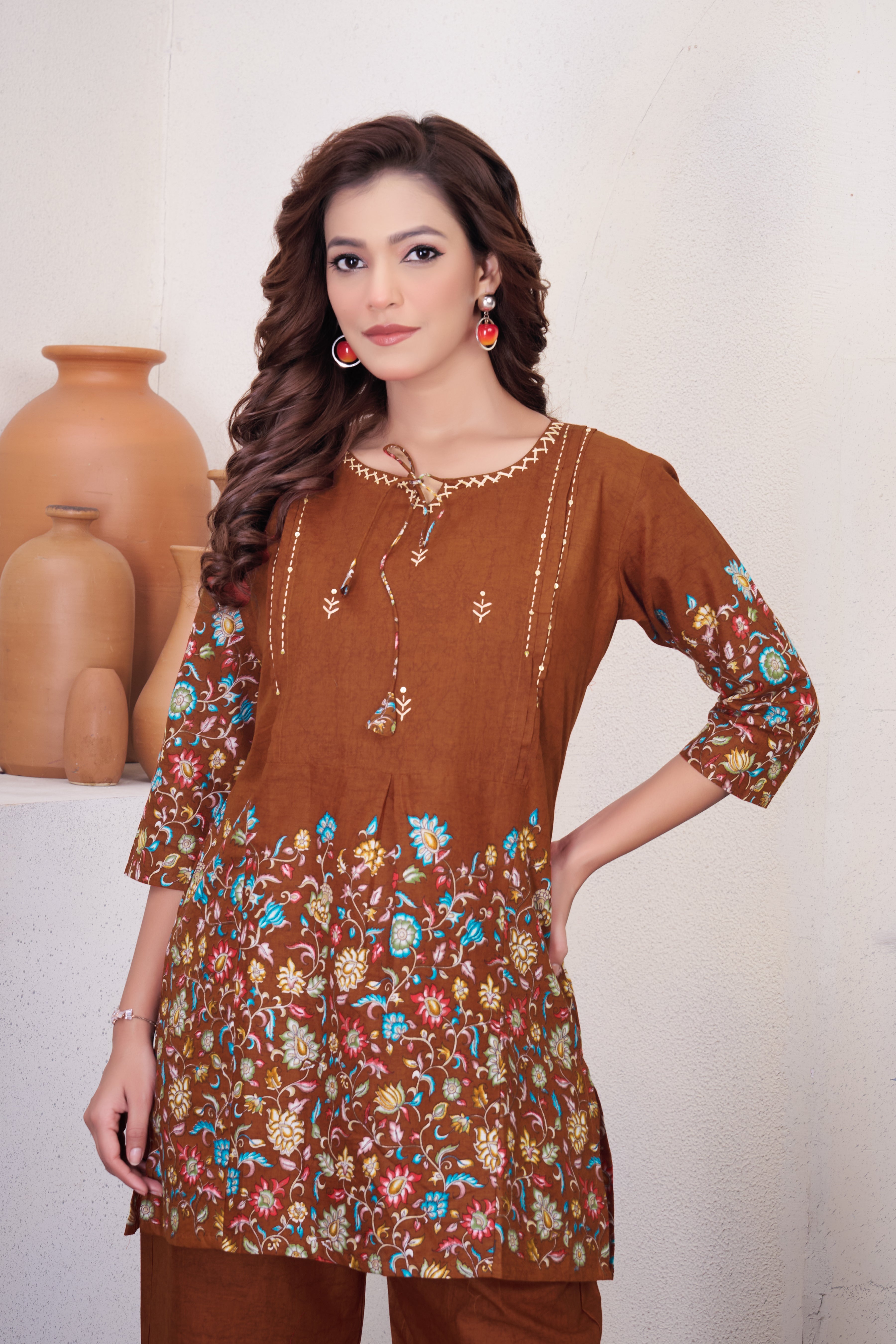 Hanch Pure Cotton Printed Co-Ords Set – Rust