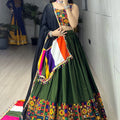 Navratri Mehendi Gamthi Mirror Work Lehenga Set