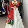 Navratri White Bandhani Lehenga Set
