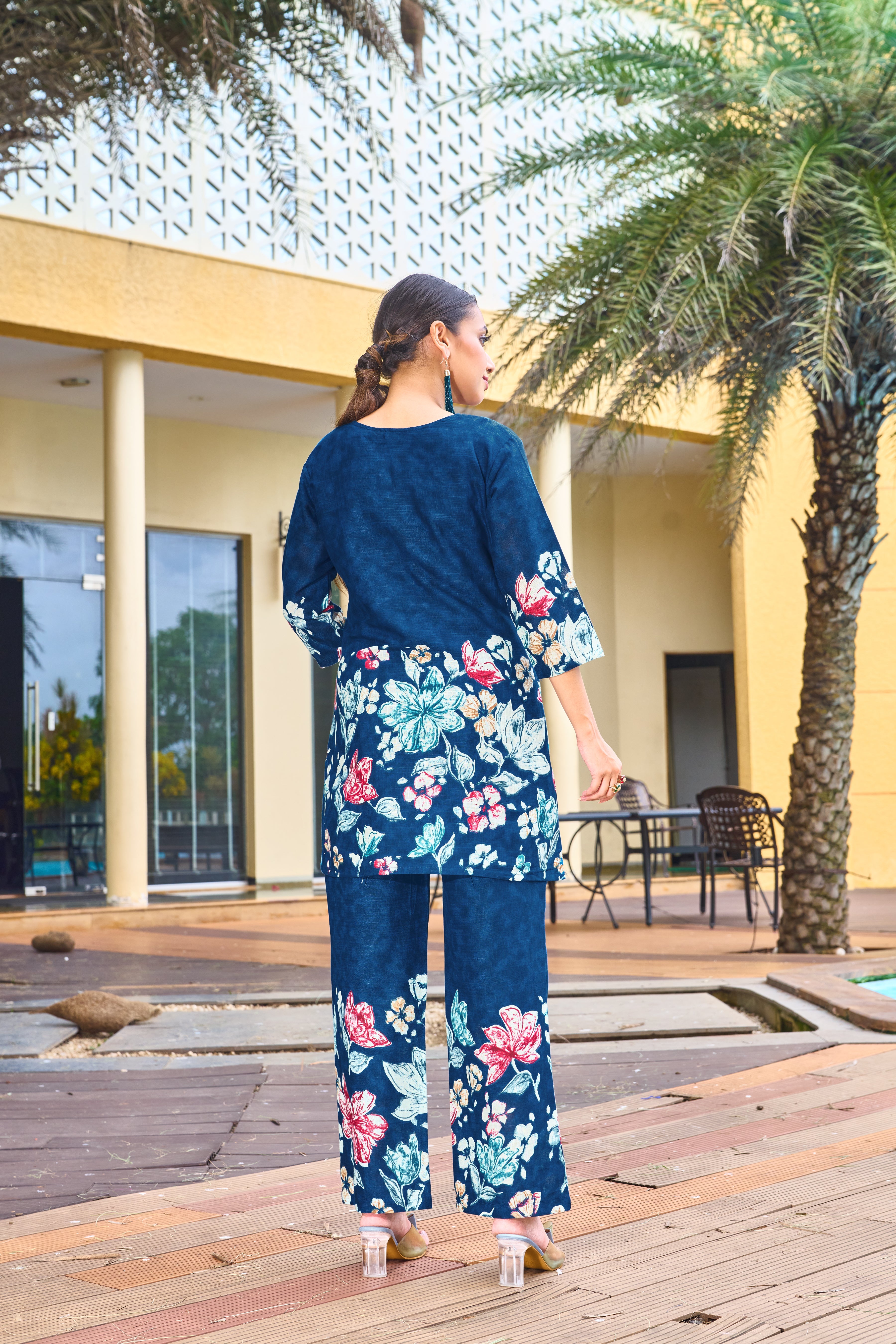 Hanch Pure Cotton Printed Co-Ords Set – Blue