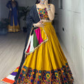 Navratri Mustard Gamthi Mirror Work Lehenga Set